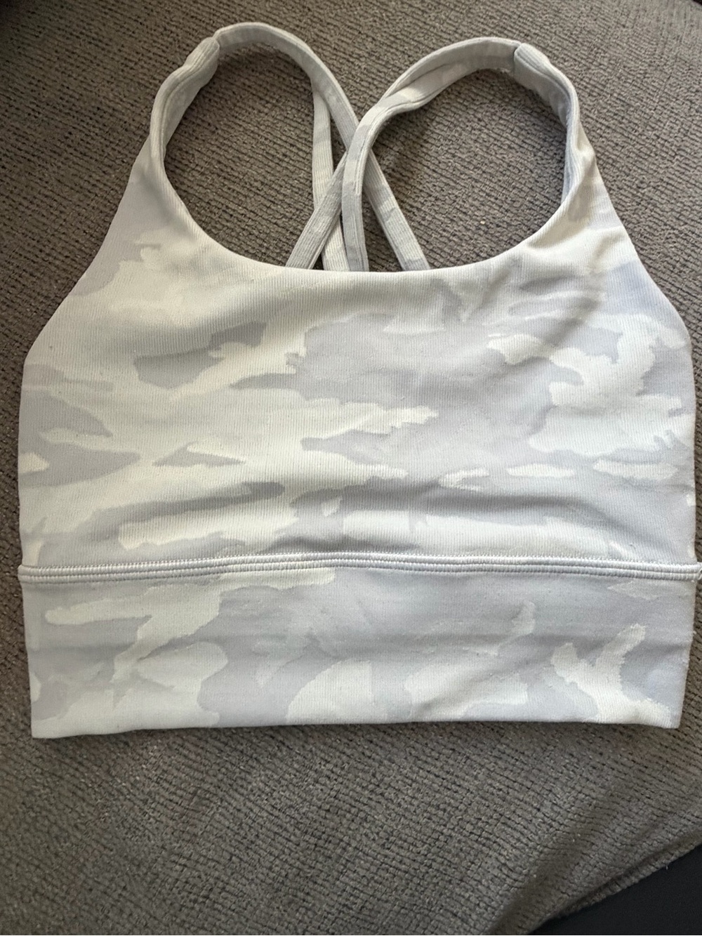 White and gray Camo Strappy sports bra Lululemon size 2